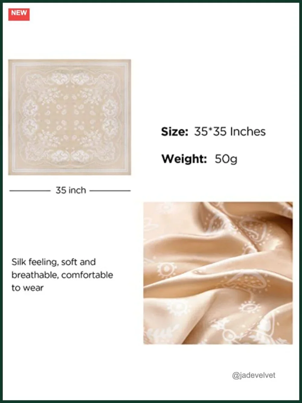 4x Satin Hair Scarf for Women 35